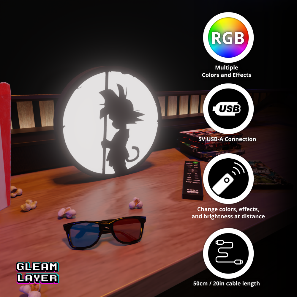 Dragon Ball Goku Silhouette Led Light Wall Sign