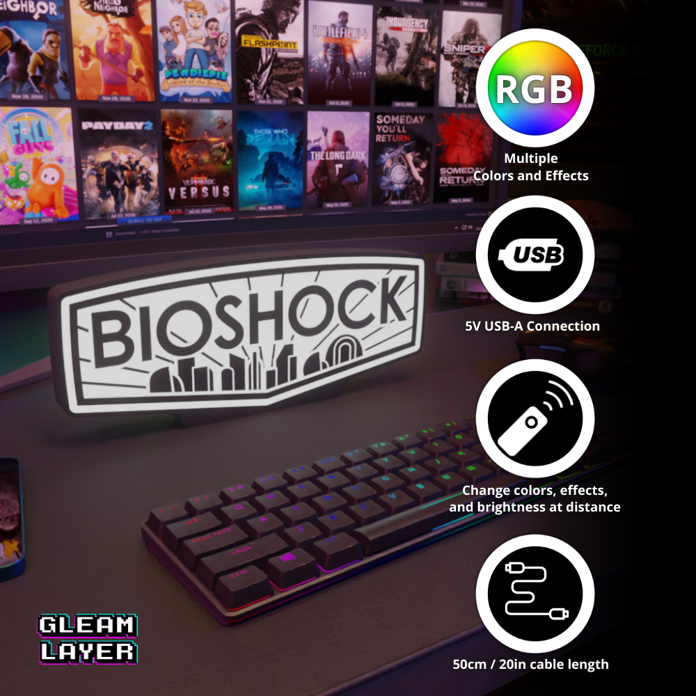 Bioshock Gaming Lightbox Led Light Sign