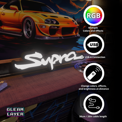Toyota Supra Wall Mount Led Lightbox Rgb Light Sign