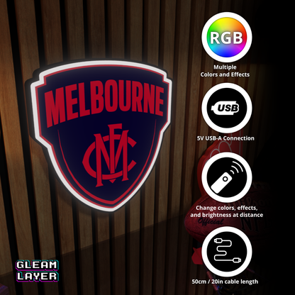 Melbourne Demons AFL Logo LED RGB Wall Display Light Sign