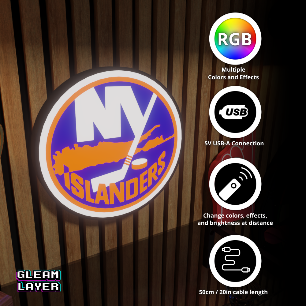 New York Islanders Led Light Box NHL Sports Bar Light Display Wall Sign