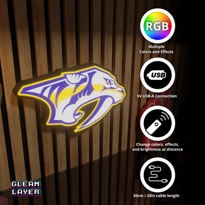 Nashville Predators Led Light Box NHL Sports Bar Light Display Wall Sign