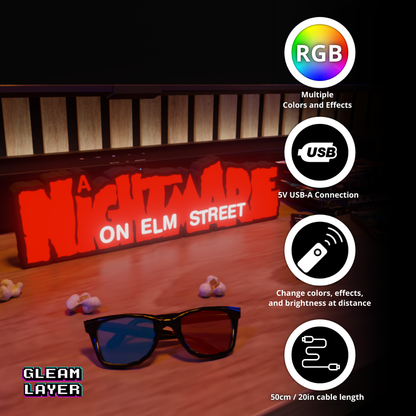 A Nightmare on Elm Street Horror Movie Led Light Sign