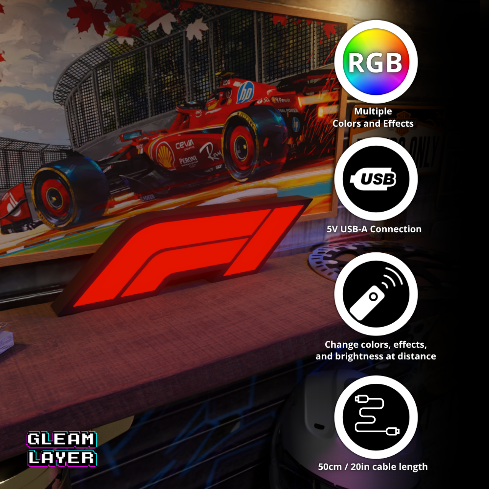 F1 Formula One Led Lightbox Rgb Light Sign