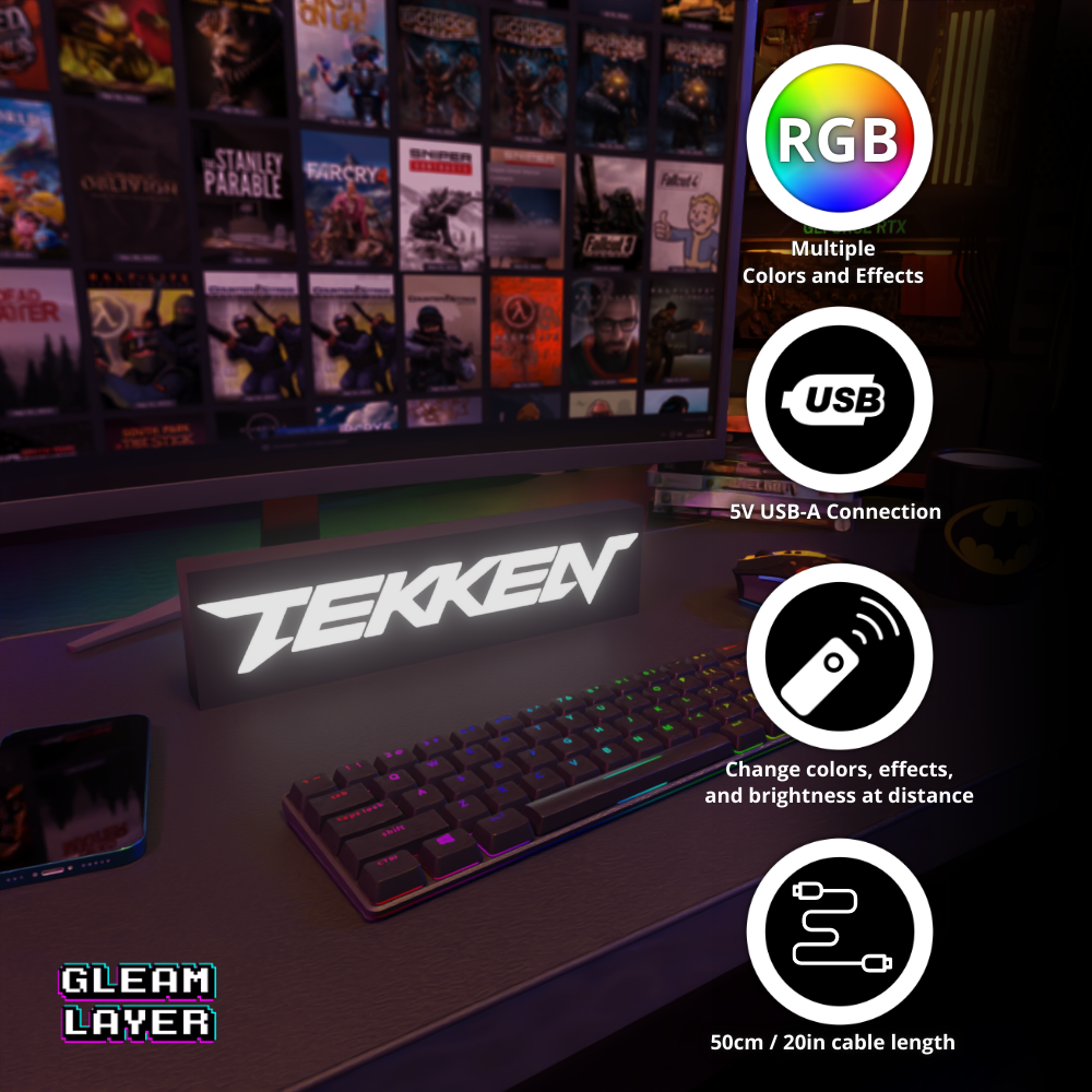 Tekken Led Gaming Lightbox Rgb Light Sign
