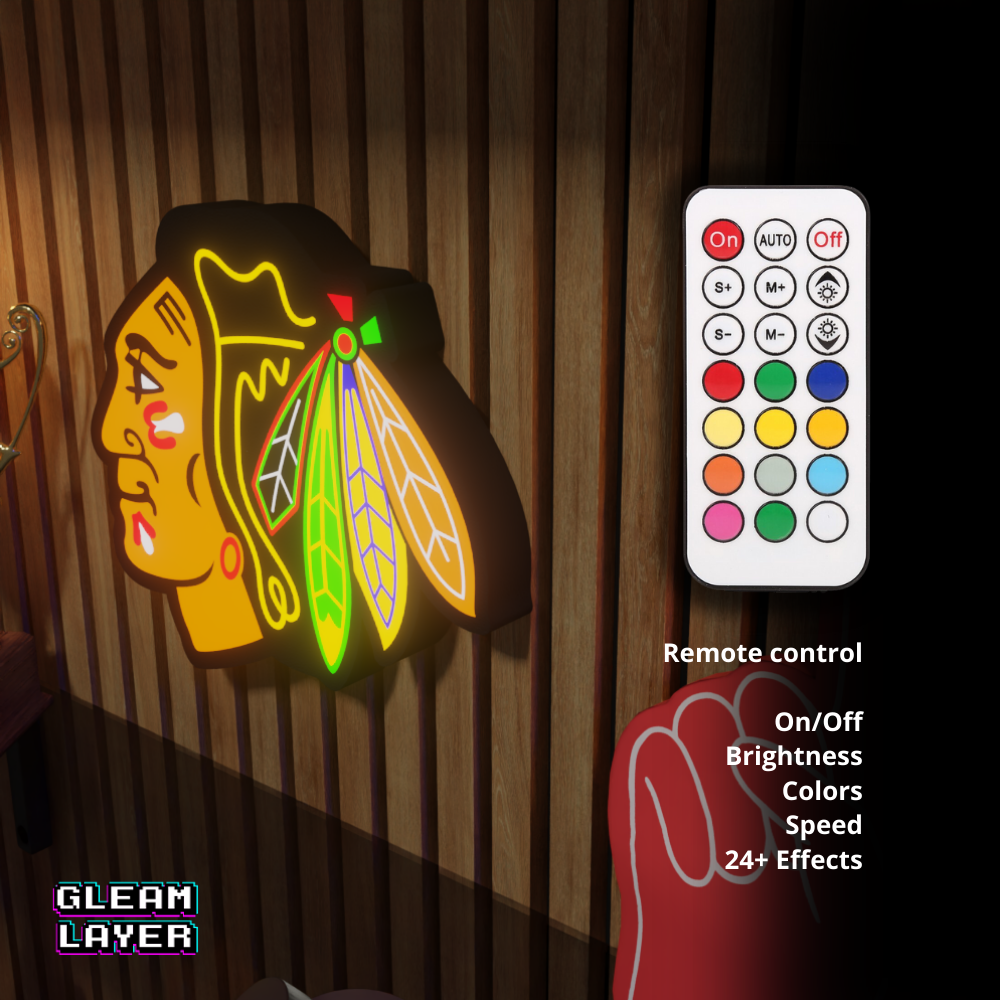 Chicago Blackhawks Led Light Box NHL Sports Bar Light Display Wall Sign