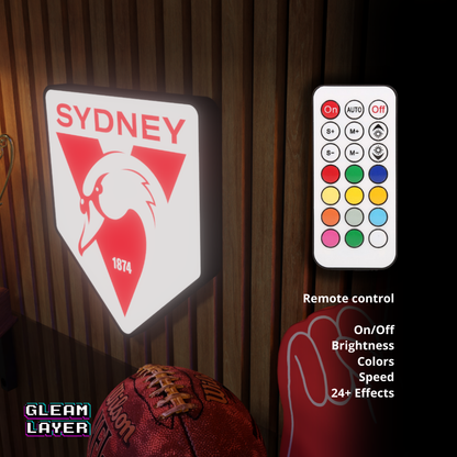 Sydney Swans AFL Logo LED RGB Wall Display Light Sign