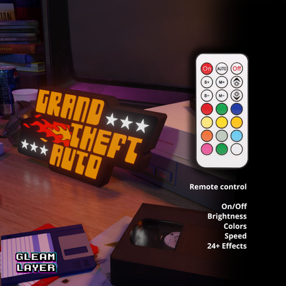 GTA Grand Theft Auto 1997 Logo Led Retro Gaming Light Sign