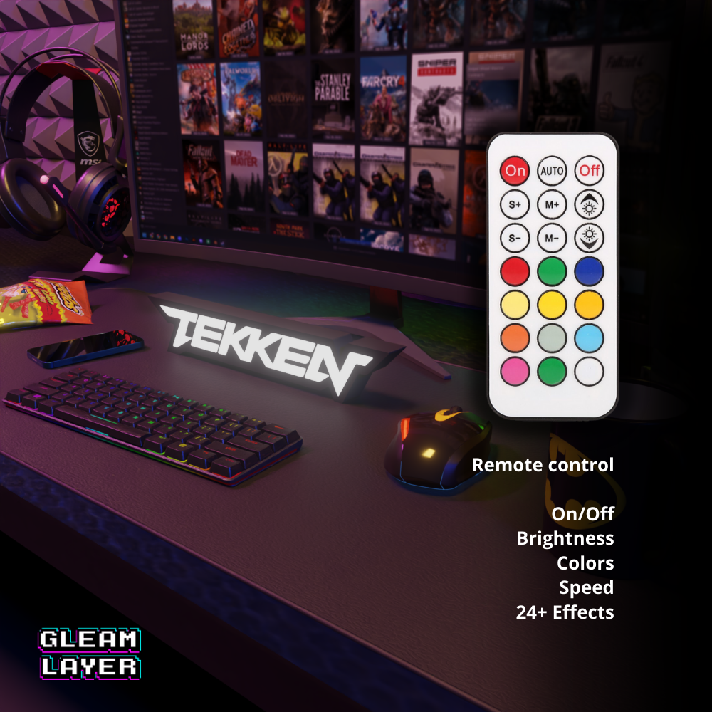 Tekken Led Gaming Shapped Lightbox Rgb Light Sign