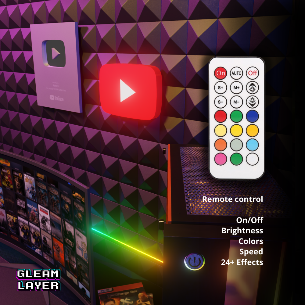 YouTube Red Button Led Light Sign