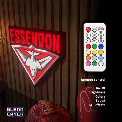 Essendon Bombers AFL Logo LED RGB Wall Display Light Sign