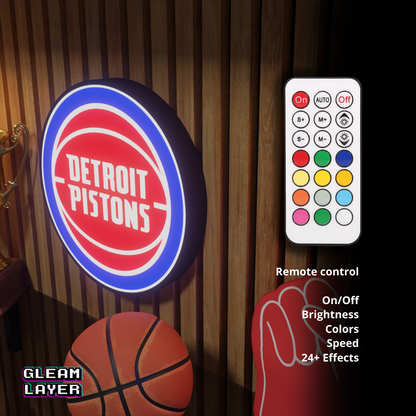 Detroit Pistons Led Light Box NBA Sports Bar Light Display Wall Sign