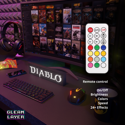 Diablo Led Gaming RGB Light Sign