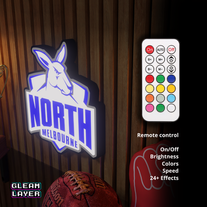 North Melbourne Kangaroos AFL Logo LED RGB Wall Display Light Sign