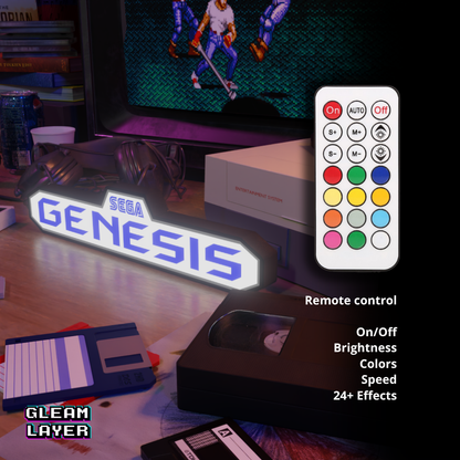 Sega Genesis Logo Retro Gaming Lightbox Led Light Sign