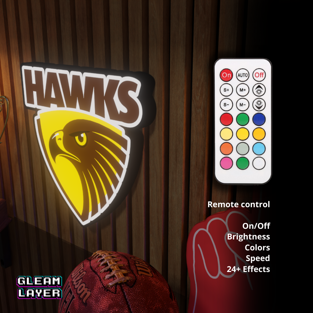 Hawthorn Hawks AFL Logo LED RGB Wall Display Light Sign