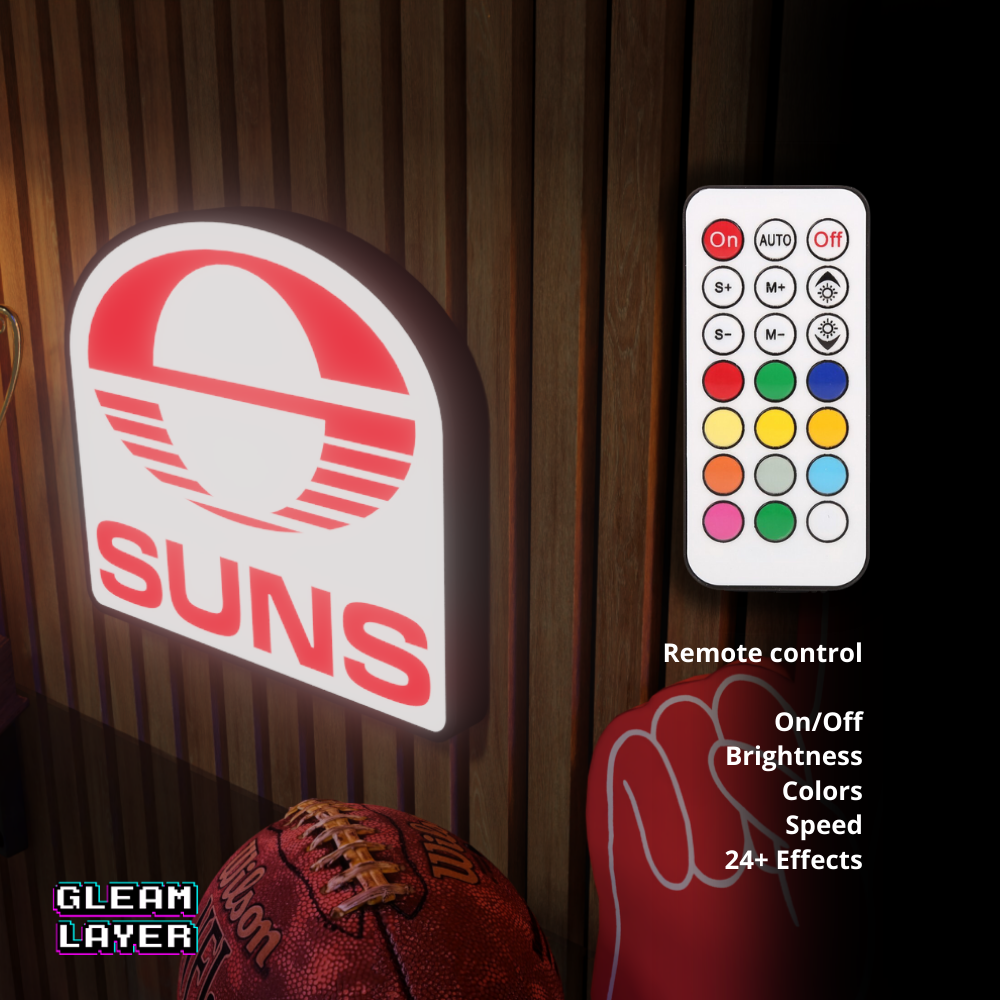 Gold Coast Suns AFL Logo LED RGB Wall Display Light Sign