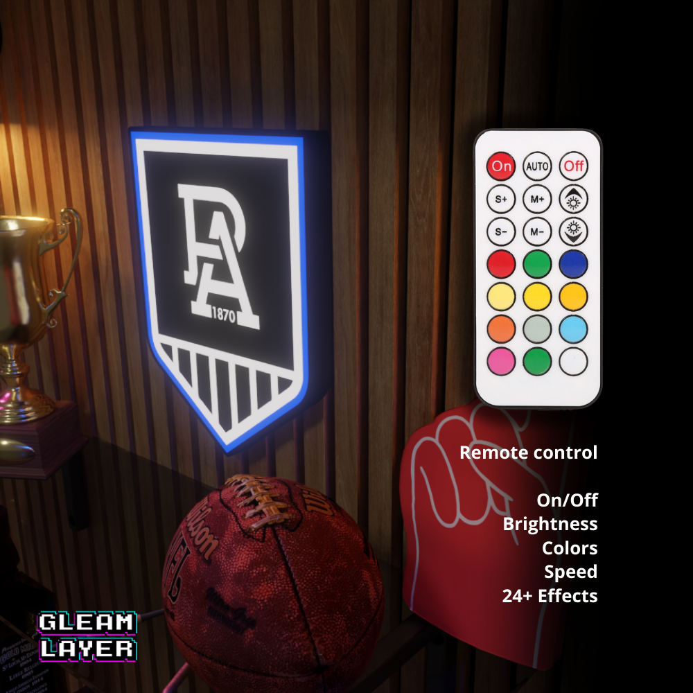 Port Adelaide Power AFL Logo LED RGB Wall Display Light Sign