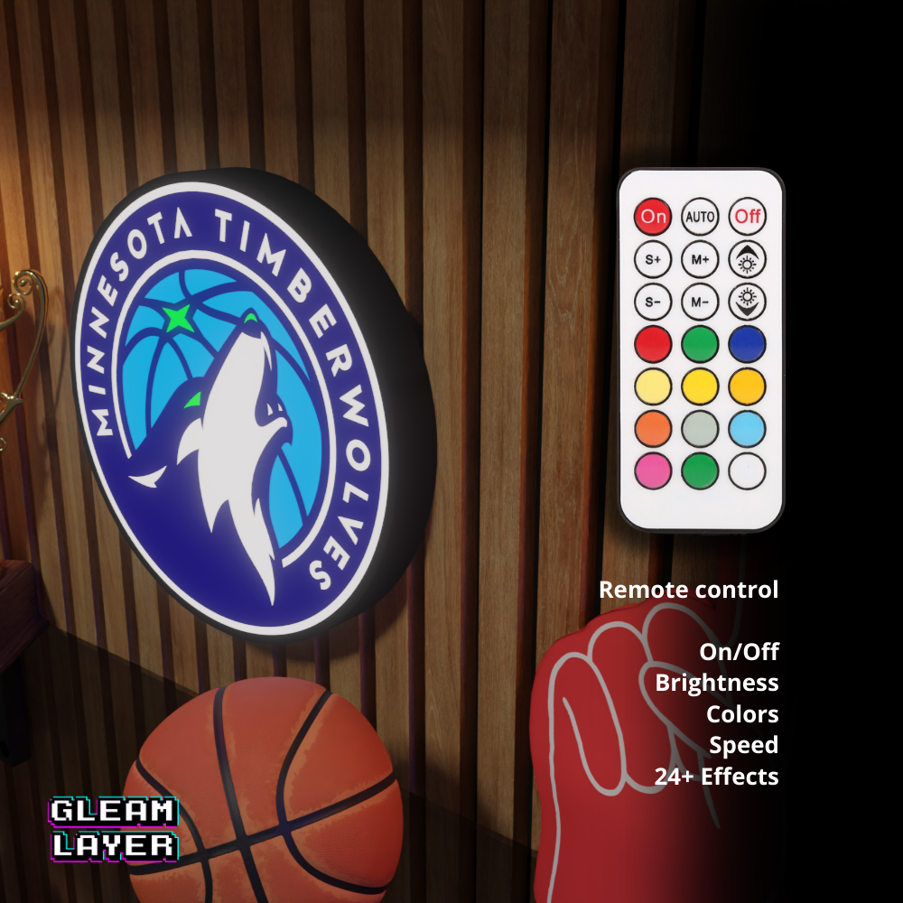 Minnesota Timberwolves Led Light Box NBA Sports Bar Light Display Wall Sign