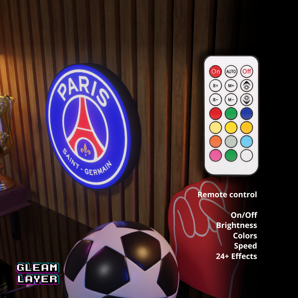 Paris Saint-Germain FC Logo Led RGB Wall Display Light Sign