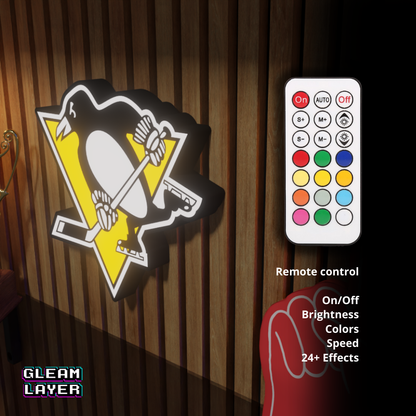 Pittsburgh Penguins Led Light Box NHL Sports Bar Light Display Wall Sign