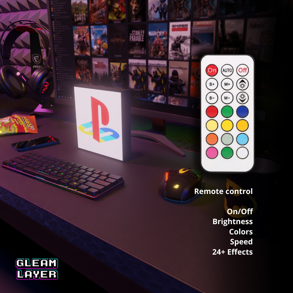 Playstation Retro Black Logo Led Gaming Light Sign