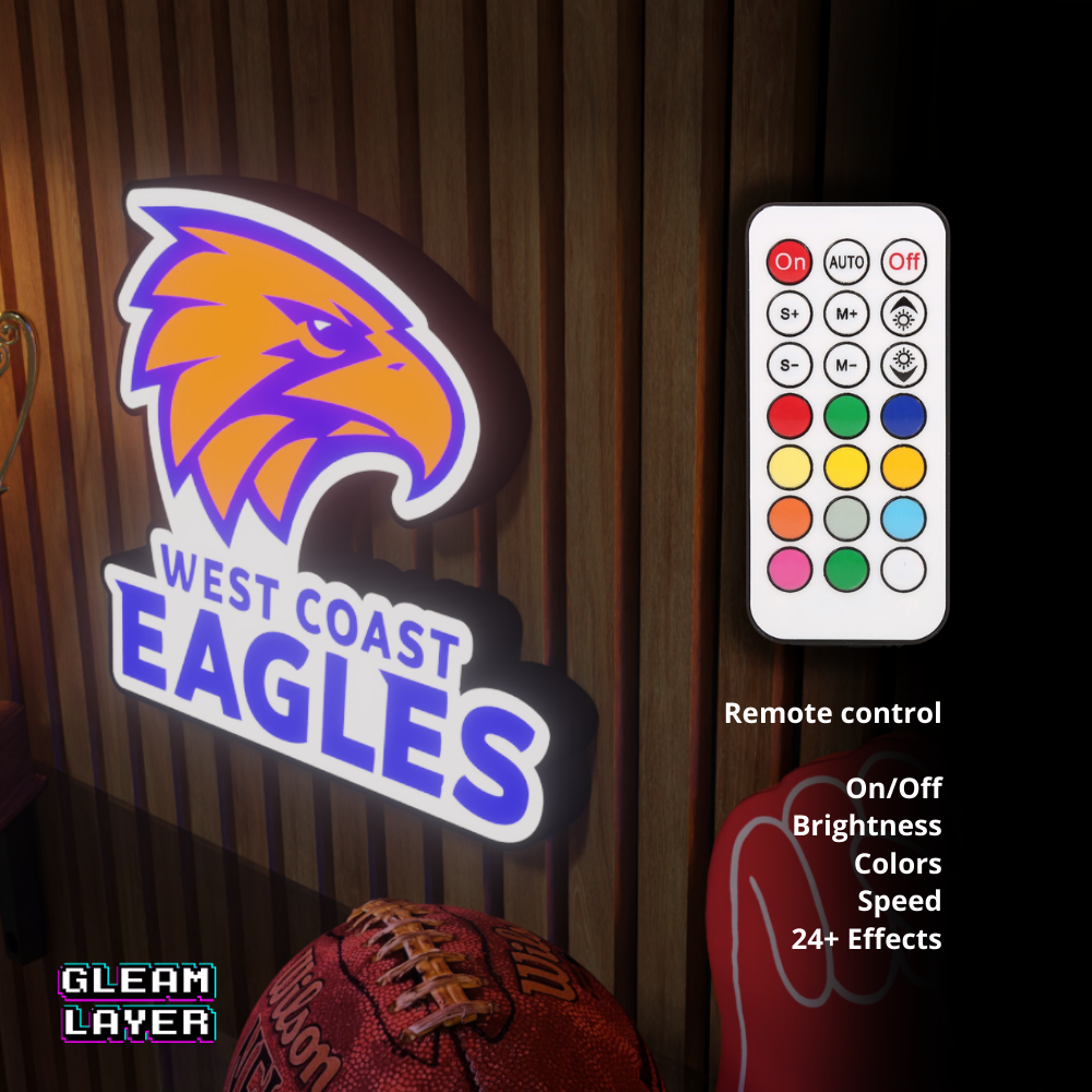 West Coast Eagles AFL Logo LED RGB Wall Display Light Sign