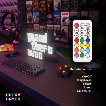 GTA Logo Grand Theft Auto Led Gaming Light Sign