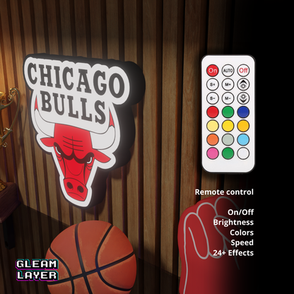 Chicago Bulls Led Light Box NBA Sports Bar Light Display Wall Sign