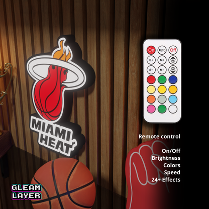 Miami Heat Led Light Box NBA Sports Bar Light Display Wall Sign