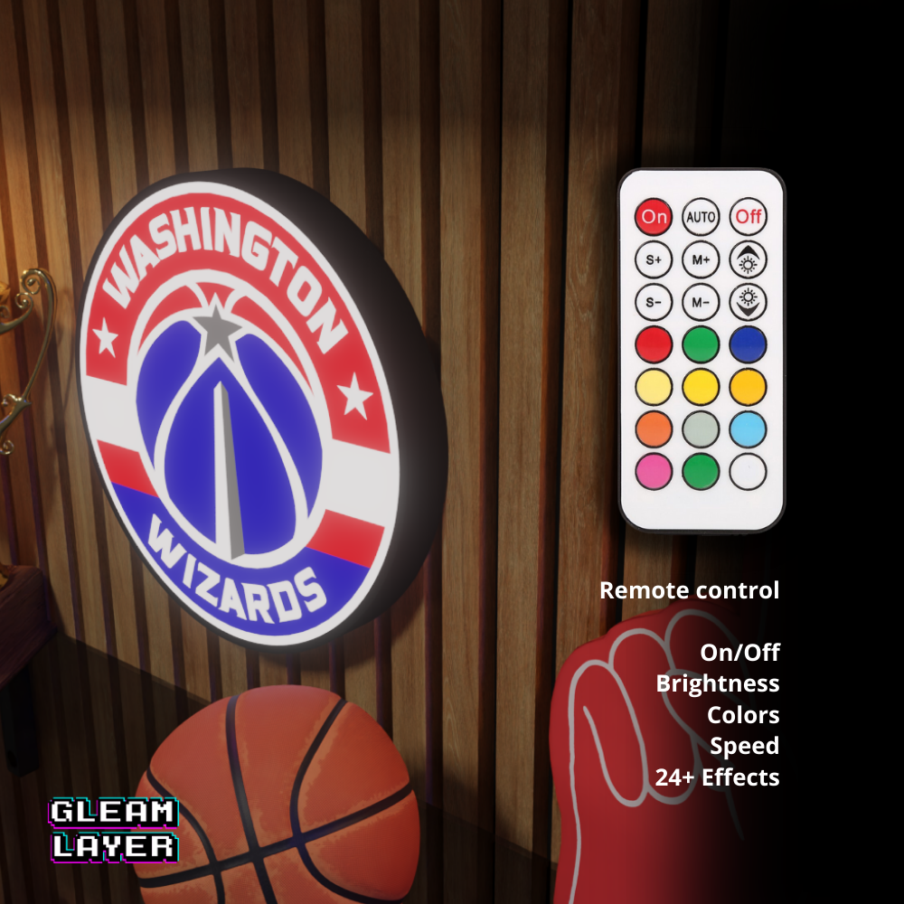 Washington Wizards Led Light Box NBA Sports Bar Light Display Wall Sign