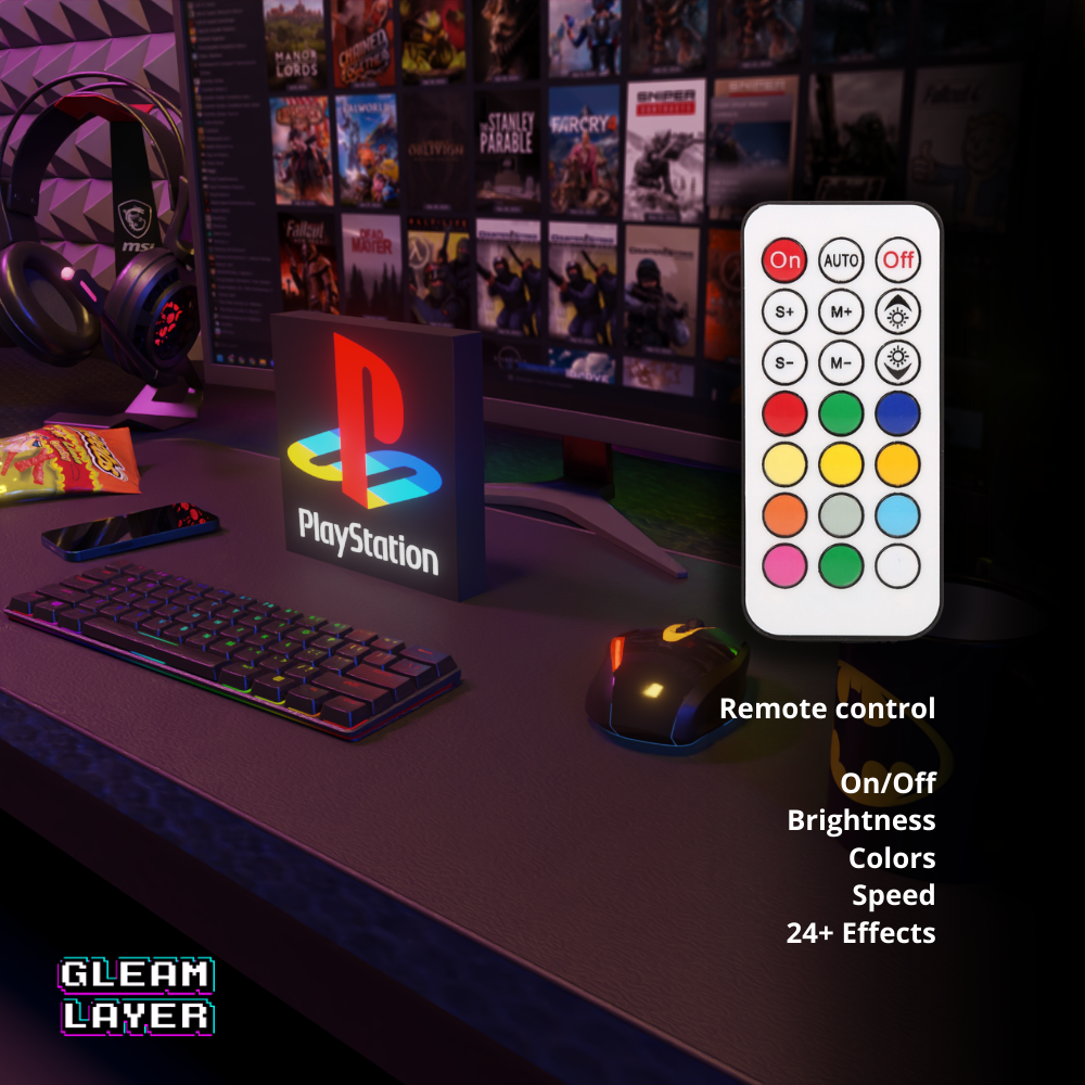 Playstation Retro Black Logo Led Gaming Light Sign