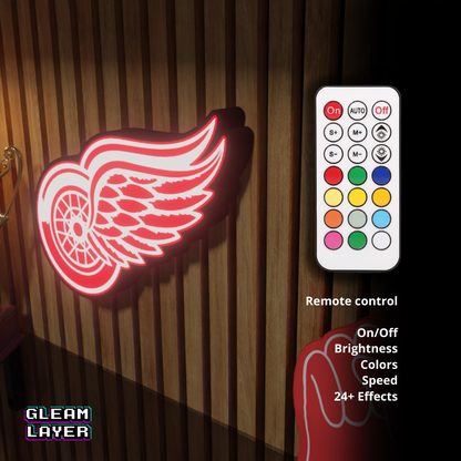 Detroit Red Wings Led Light Box NHL Sports Bar Light Display Wall Sign