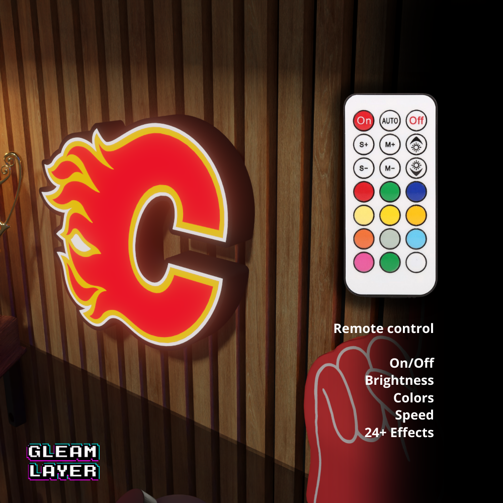 Calgary Flames Led Light Box NHL Sports Bar Light Display Wall Sign