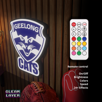 Geelong Cats AFL Logo LED RGB Wall Display Light Sign