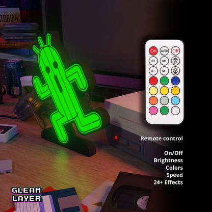 Cactuar Final Fantasy Retro Gaming Lightbox Led Light Sign