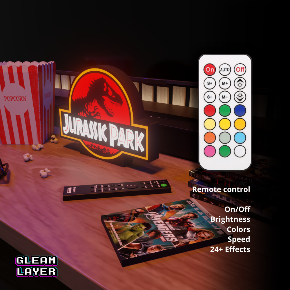 Jurassic Park Movie Led Lightbox Rgb Light Sign