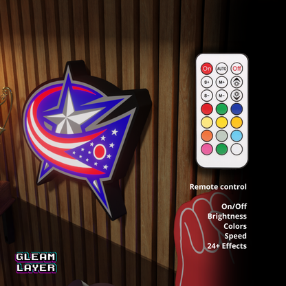 Columbus Blue Jackets Led Light Box NHL Sports Bar Light Display Wall Sign