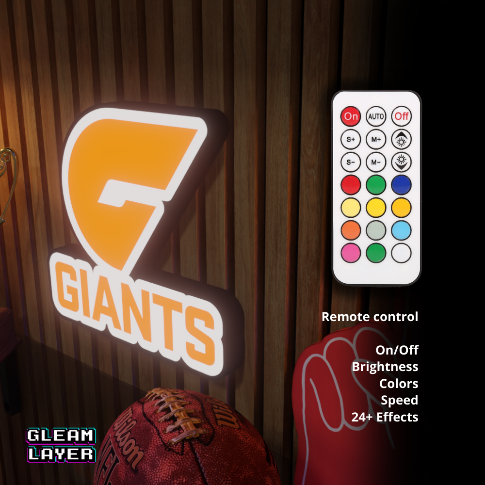 Greater Western Sydney GWS Giants AFL Logo LED RGB Wall Display Light Sign