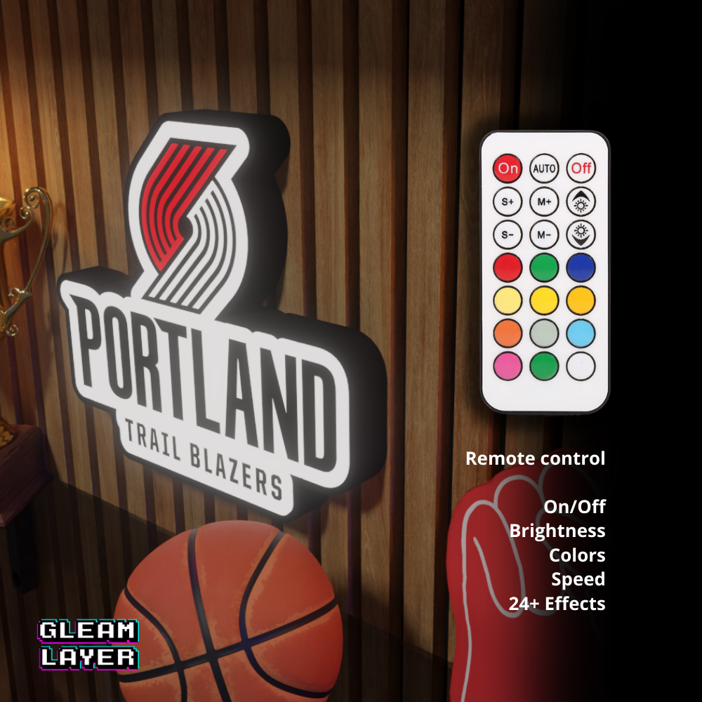 Portland Trail Blazers Led Light Box NBA Sports Bar Light Display Wall Sign
