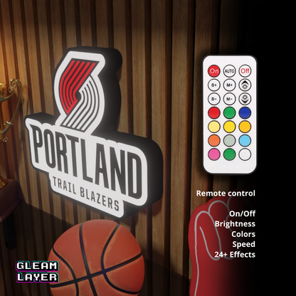Portland Trail Blazers Led Light Box NBA Sports Bar Light Display Wall Sign