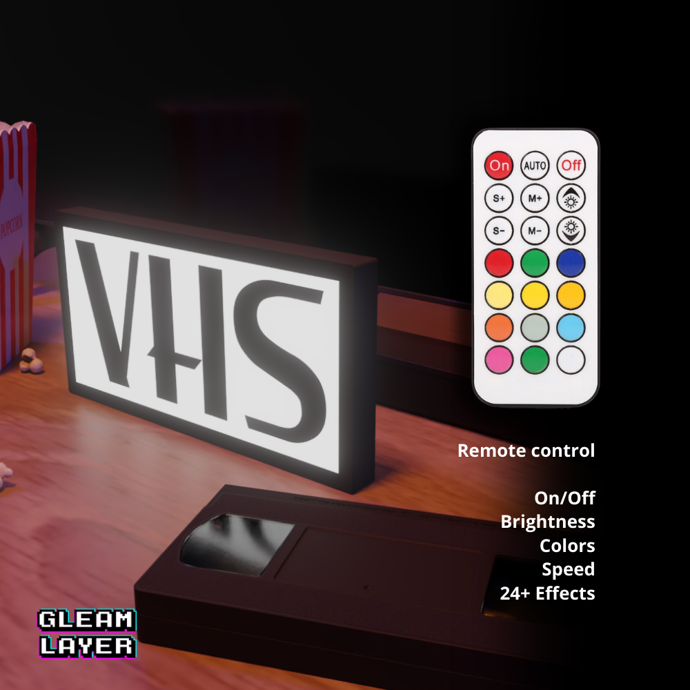 VHS Logo Video Home System Led Lightbox Rgb Light Sign