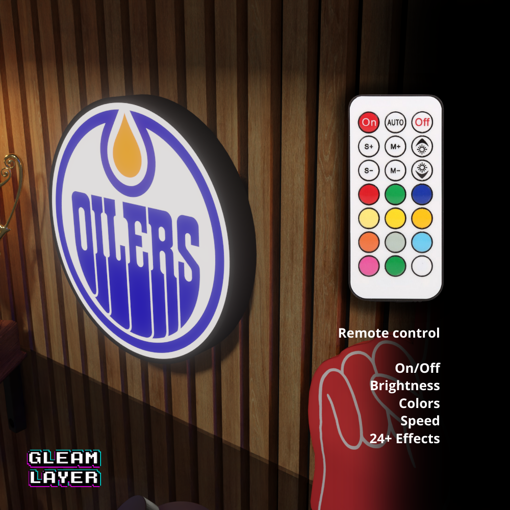Edmonton Oilers Led Light Box NHL Sports Bar Light Display Wall Sign