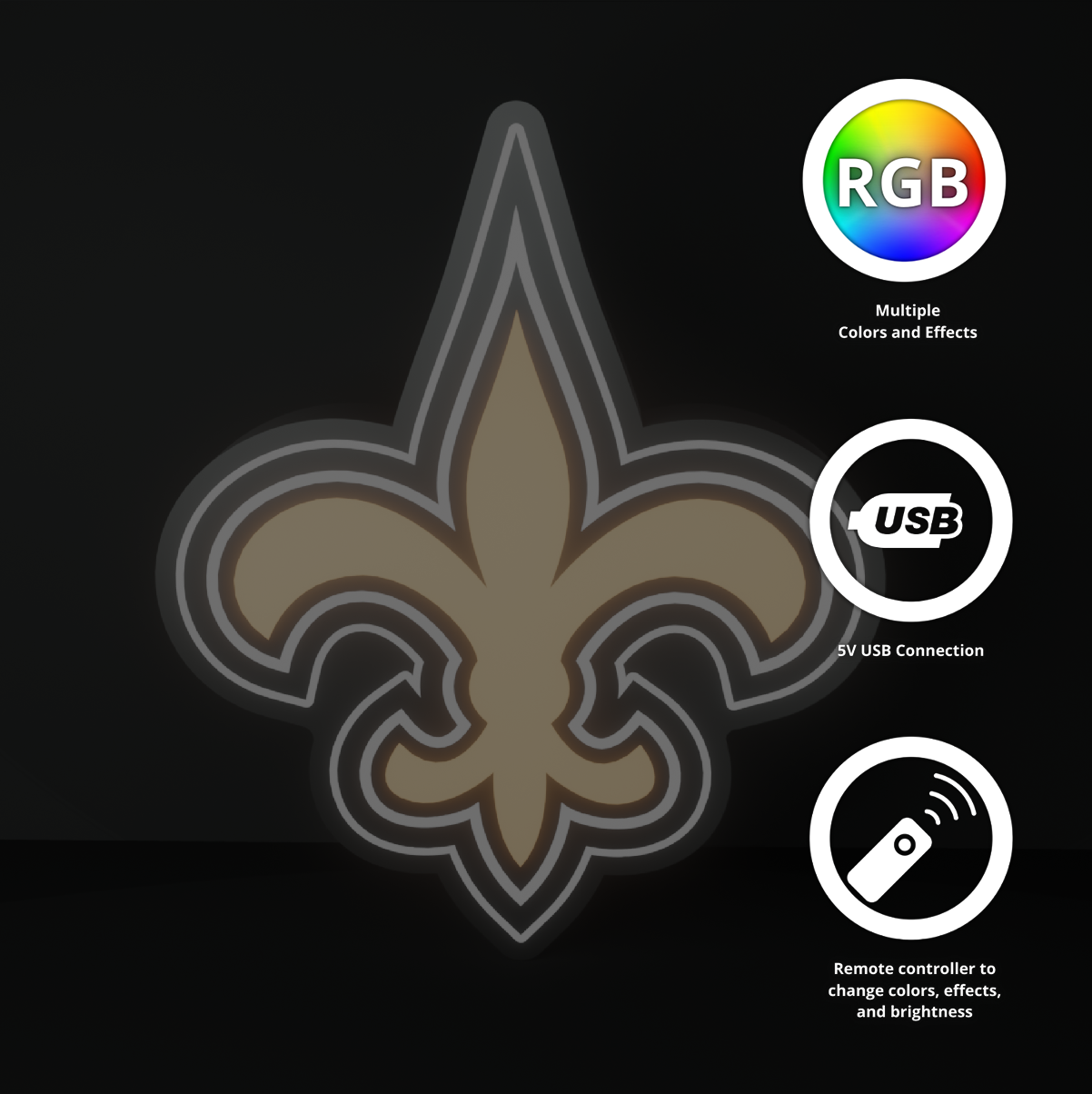 New Orleans Saints Led Light Box NFC Team National Football League Display Sign