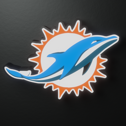 Miami Dolphins Led Light Box AFC Team NFL National Football LeagueDisplay Wall Sign