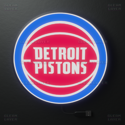 Detroit Pistons Led Light Box NBA Sports Bar Light Display Wall Sign