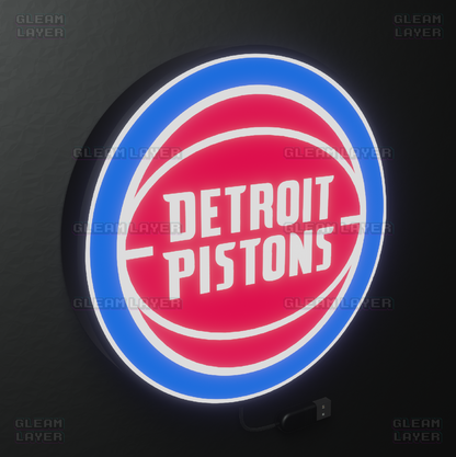 Detroit Pistons Led Light Box NBA Sports Bar Light Display Wall Sign