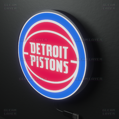 Detroit Pistons Led Light Box NBA Sports Bar Light Display Wall Sign