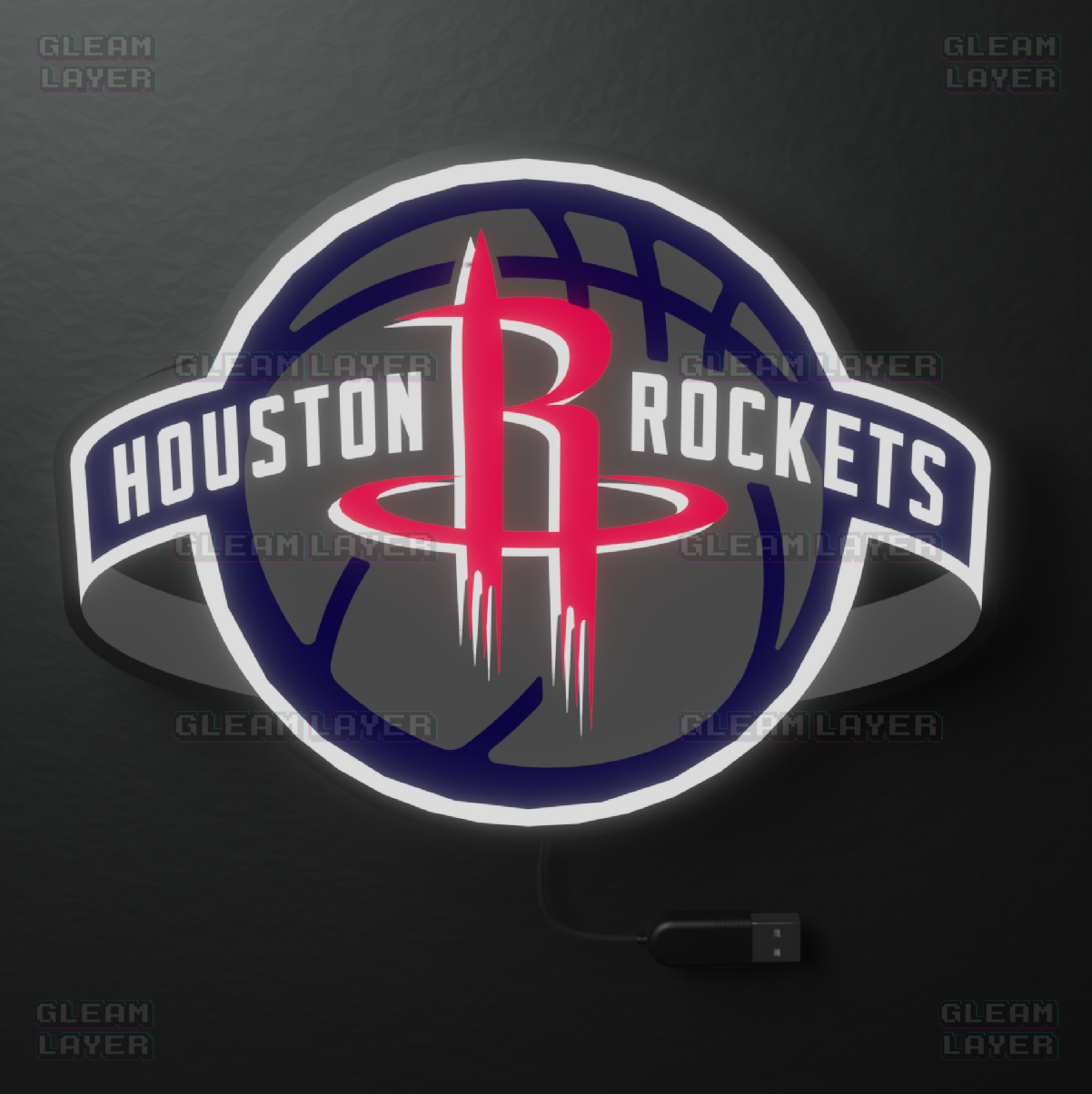 Houston Rockets Led Light Box NBA Sports Bar Light Display Wall Sign