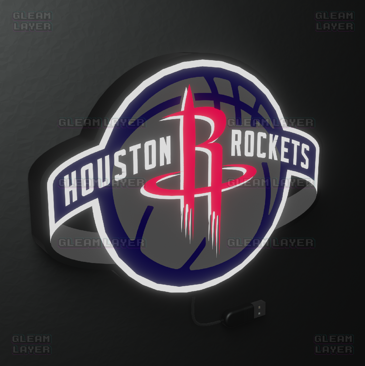 Houston Rockets Led Light Box NBA Sports Bar Light Display Wall Sign